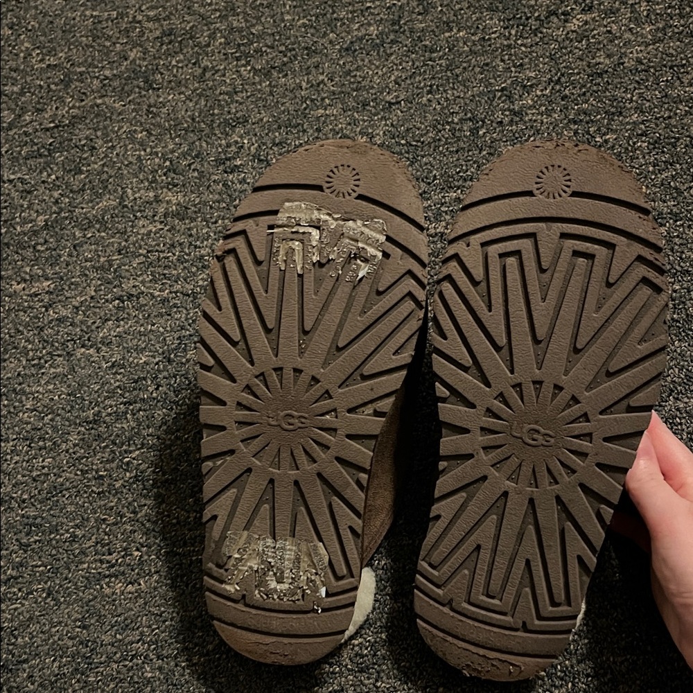 Ugg Chocolate Suede Shearling Platform Slippers - image 3